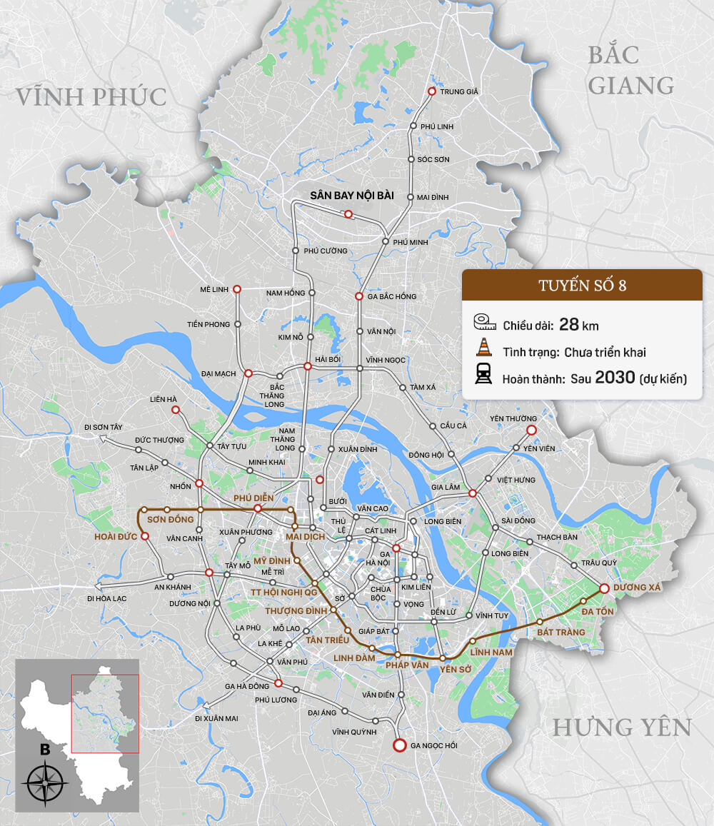 Quy hoạch tuyến Metro số 8 Hà Nội